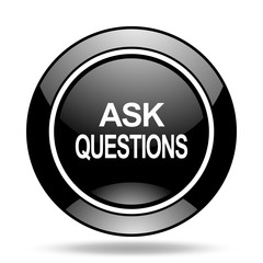 ask questions black glossy icon