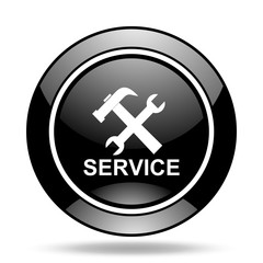 Obraz premium service black glossy icon