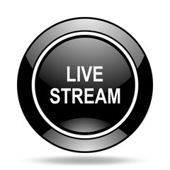 live stream black glossy icon