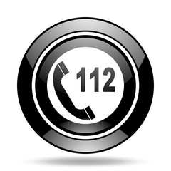 emergency call black glossy icon