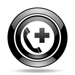emergency call black glossy icon