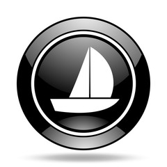 yacht black glossy icon