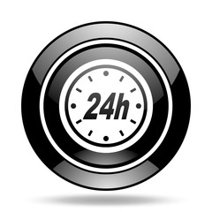 24h black glossy icon