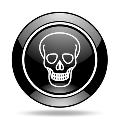 skull black glossy icon