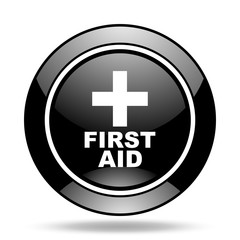 Obraz premium first aid black glossy icon