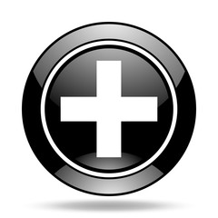 plus black glossy icon
