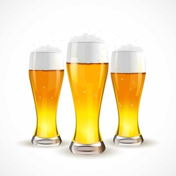 Realistic Isolated glass of beer. Vector illustration