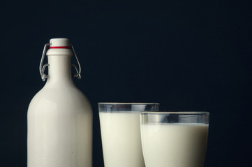 Milk on a dark background