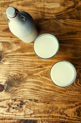 Milk on a wooden table