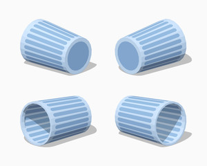 Low poly trash can. 3D lowpoly isometric vector illustration. The set of objects isolated against the white background and shown from different sides