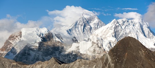 Evening panoramic view of mount Everest