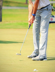 Golfer drove the ball into the hole