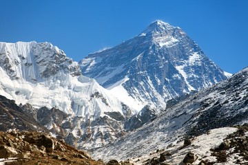 Top of Mount Everest from Gokyo valley