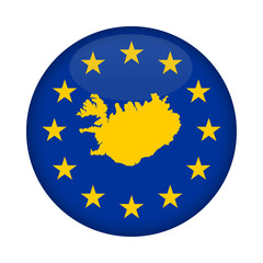 Iceland map European Union flag button