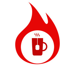 Flat paper cut style icon of hot tea cup