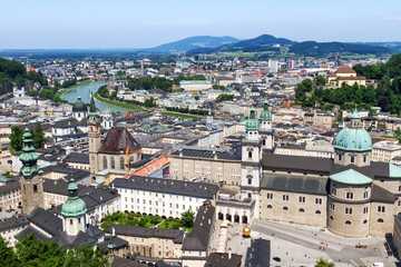 Fototapeta na wymiar View of historic city of Salzburg
