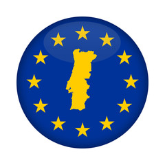 Portugal map European Union flag button