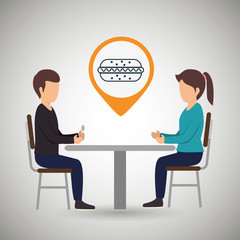 couple sitting dinner vector illustration eps 10