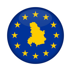 Serbia and Montenegro map European Union flag button