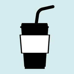 Obraz premium cup plastic straw icon vector illustration graphic