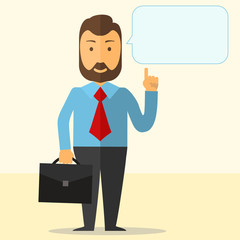 Businessman with briefcase and empty quote