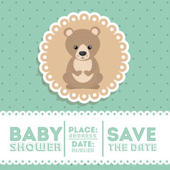 bear animal baby shower card icon vector illustration graphic