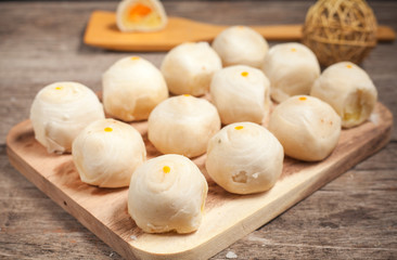Traditional Chinese cake Breaded on wood plate