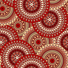 Hand drawn mandala ethnic seamless pattern.