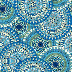 Hand drawn mandala ethnic seamless pattern.