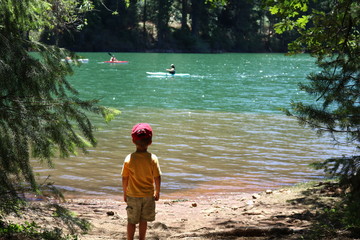 Kid watching paddle board