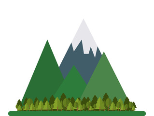 flat design mountains and forest icon vector illustration