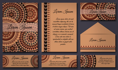 Invitation card collection. Vintage decorative elements. Islam, Arabic, Indian, ottoman motifs.