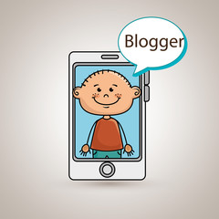 boy cellphone blogger web vector illustration graphic