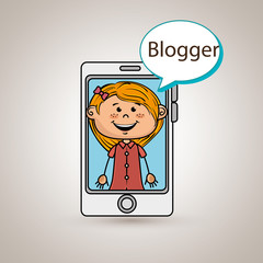 girl cellphone blogger web vector illustration graphic