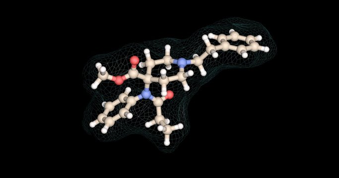 Carfentanil , carfentanyl , Wildnil  molecule.
3d rendering, illustration.