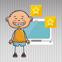 boy computer apps web vector illustration graphic