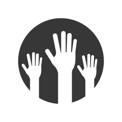 flat design open hands icon vector illustration