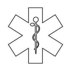 flat design rod of asclepius icon vector illustration