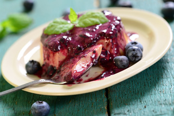 Panna cotta with blueberries