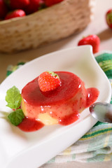Panna cotta with strawberries sauce
