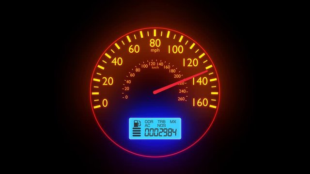 Speedometer fast car automobile speed dashboard accelerate mph kph light 4k