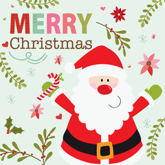 Christmas card with santa and ornament