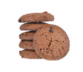 Chocolate chips cookies isolated on white