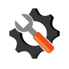 flat design gear and wrench icon vector illustration