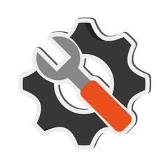 flat design gear and wrench icon vector illustration