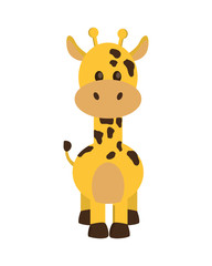 flat design giraffe cartoon icon vector illustration
