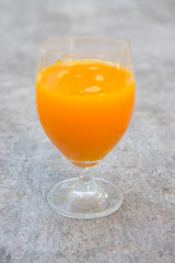 wine glass of orange juice