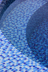 Curved steps at the swimming pool
