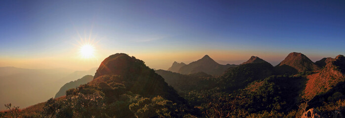 Panorama of Sunset at the mountain