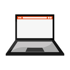 flat design laptop frontview with webpage on screen icon vector illustration